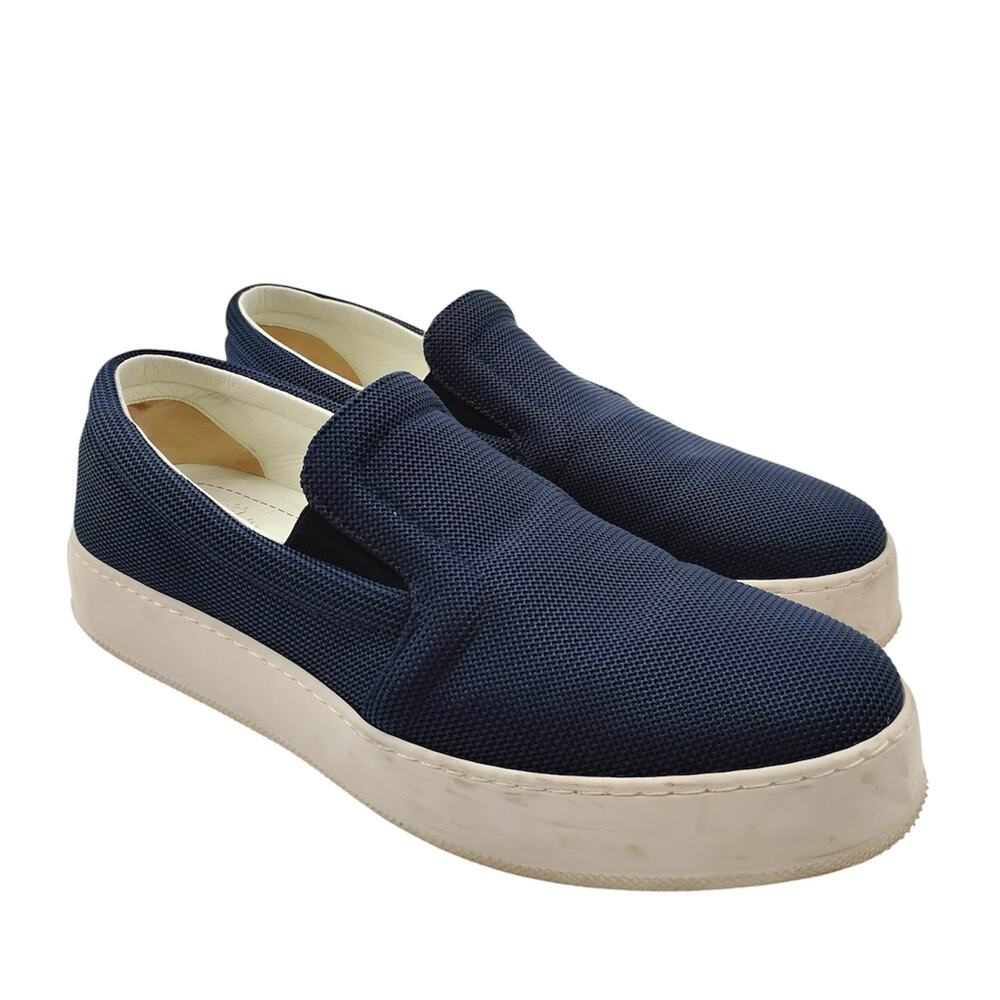 MaxMara Slip On Sneakers Navy Blue White Canvas Size 39.5 US 9.5